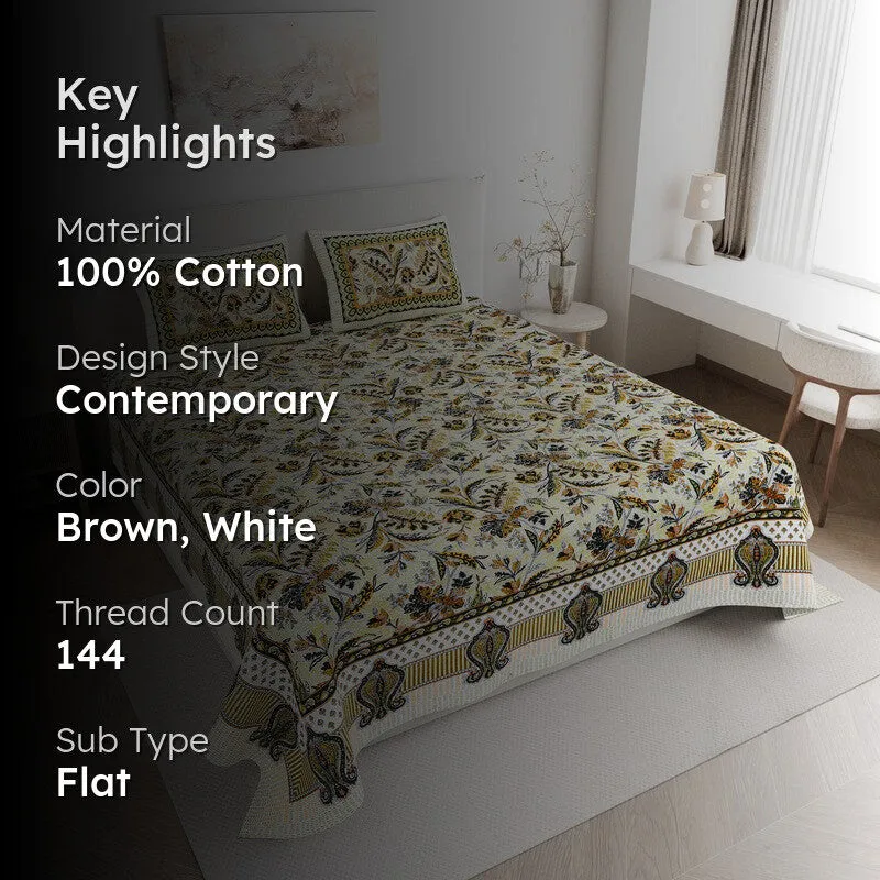 RoyalSlumber Cotton Bedsheet (Brown) - 144 TC media 2