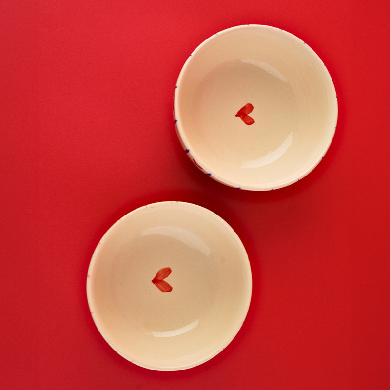 Heart Grid Red & Green Serving Bowl (300 ML) - Set of Two media 4