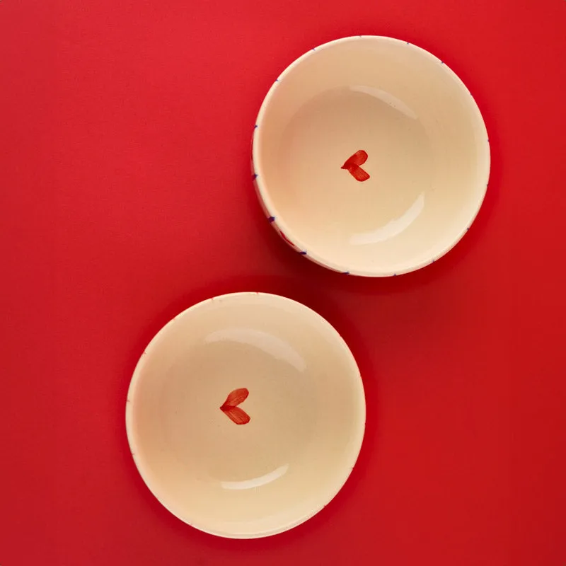 Heart Grid Red & Green Serving Bowl (300 ML) - Set of Two media 4