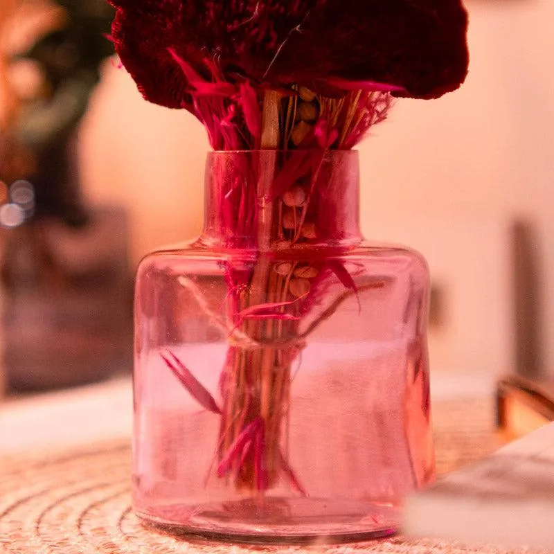 Elegant Pink Glass Vase with Dried Flowers media 3