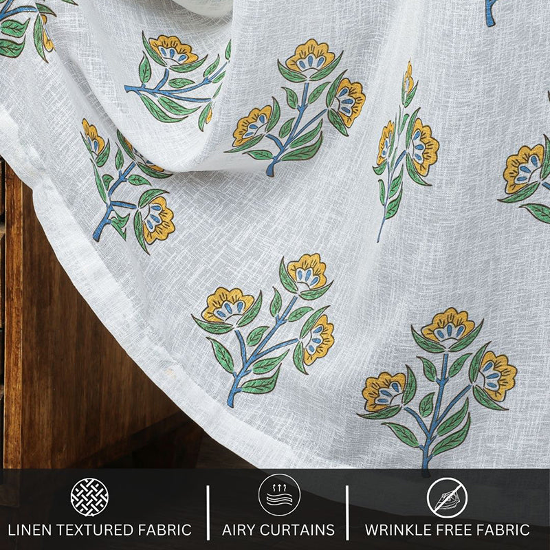 Caelra Linen Texture Sheer Curtain - Set Of Two media 4