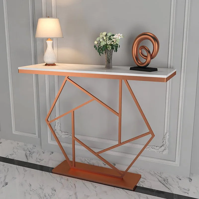 Hexagonal Metal Console Table with Marble Top - Medium media 1