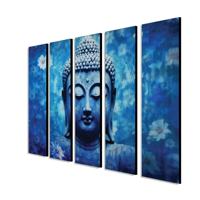 Blue Buddha Wall Painting - Set Of Five media 6
