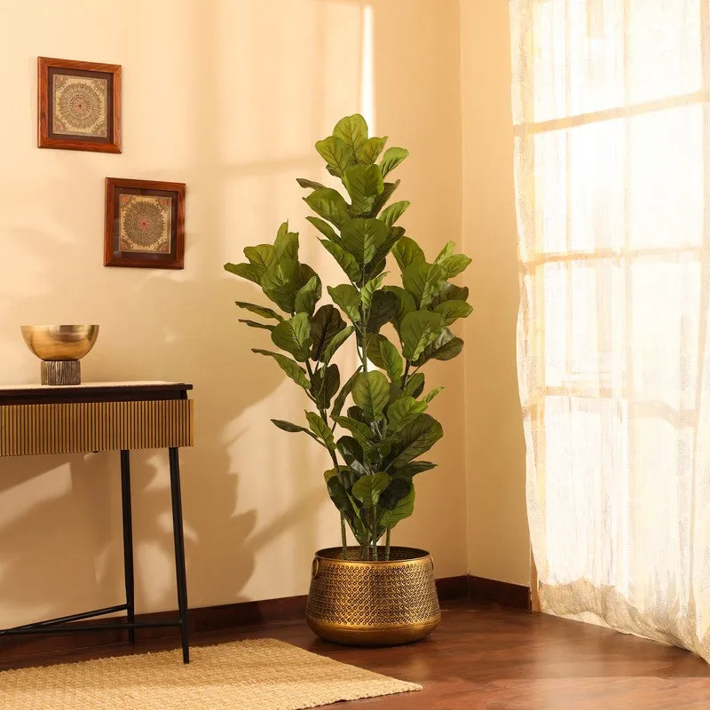 Tall Artificial Fiddle Leaf Fig Plant With Black Plastic Pot 5 ft media 5