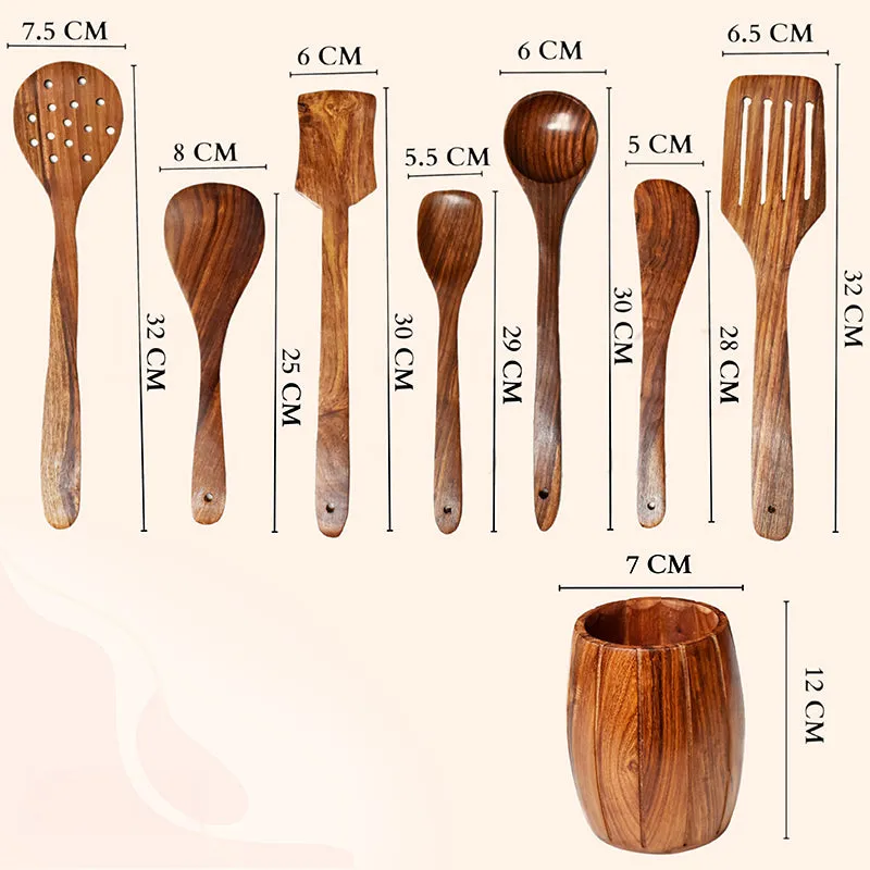 Timberon Sheesham Wood Serving Spoon - Eight Piece Set media 3
