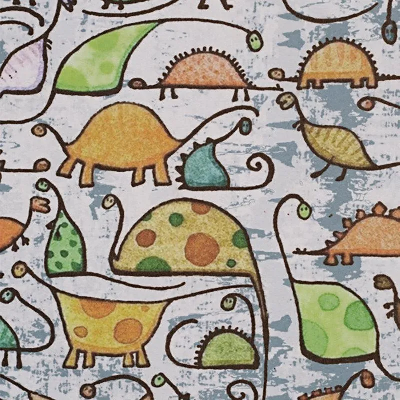 Close-up of playful dinosaur motif on the carpet surface