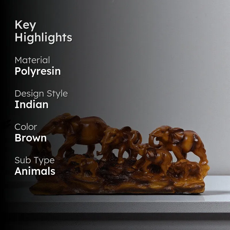 Aurum Elephant Family Polyresin Showpiece media 2