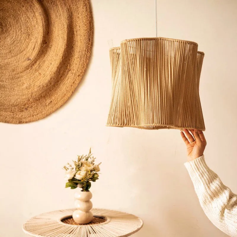 Rustic Glow Drum-Shaped Ceiling Lamp media 3