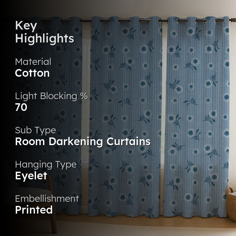 Petal Whim Cotton Curtains - Set Of Three media 2