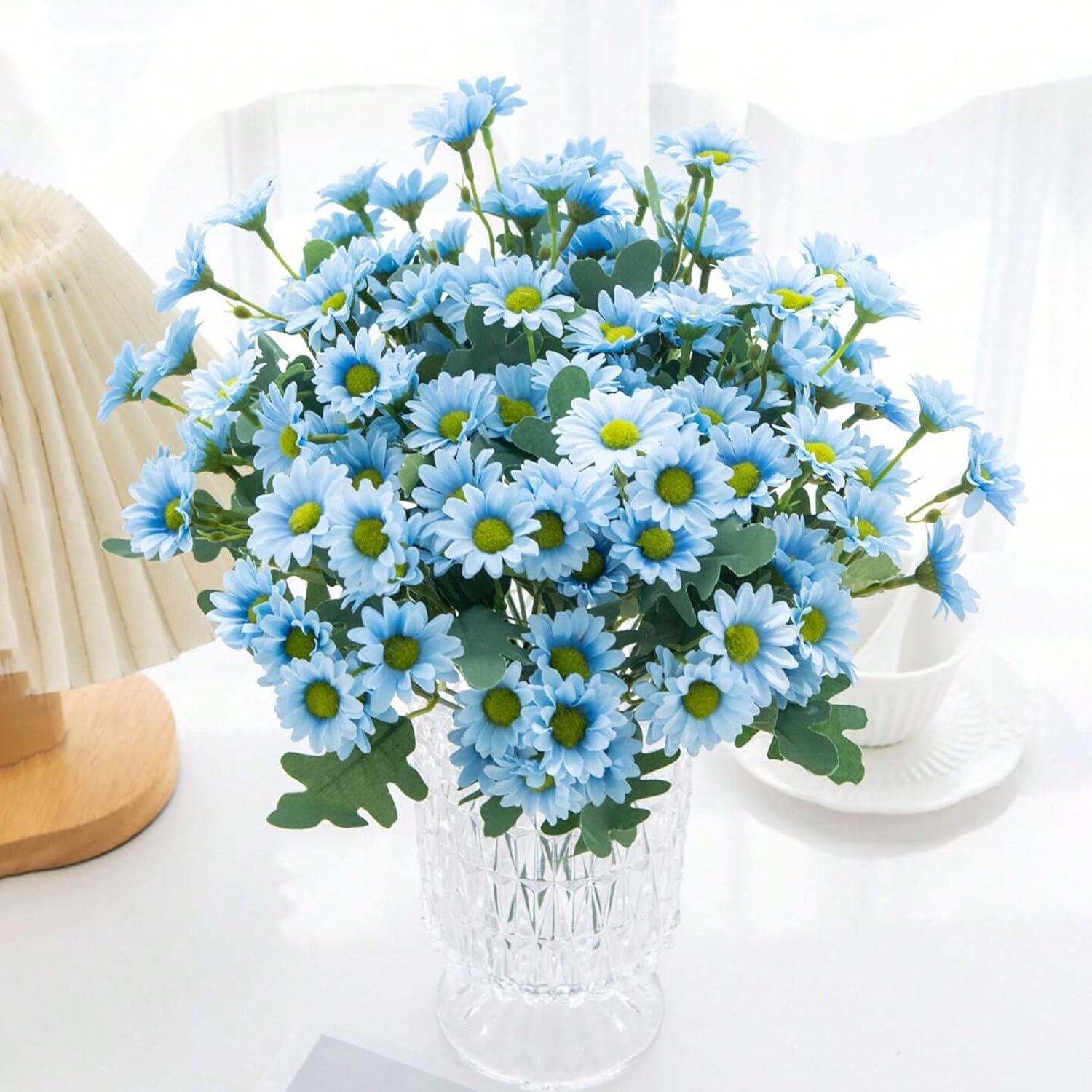 Azure Daisy Artificial Flower (Blue) - Set Of Two media 9