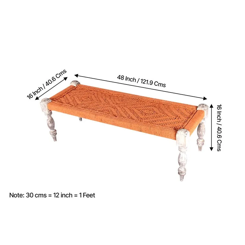 Crixo Sheesham Wooden Bench with Stools (Orange) - Three Piece Set media 10