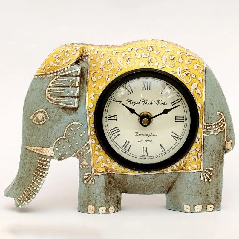 Happy Haathi Handpainted Table Clock - Grey media 3