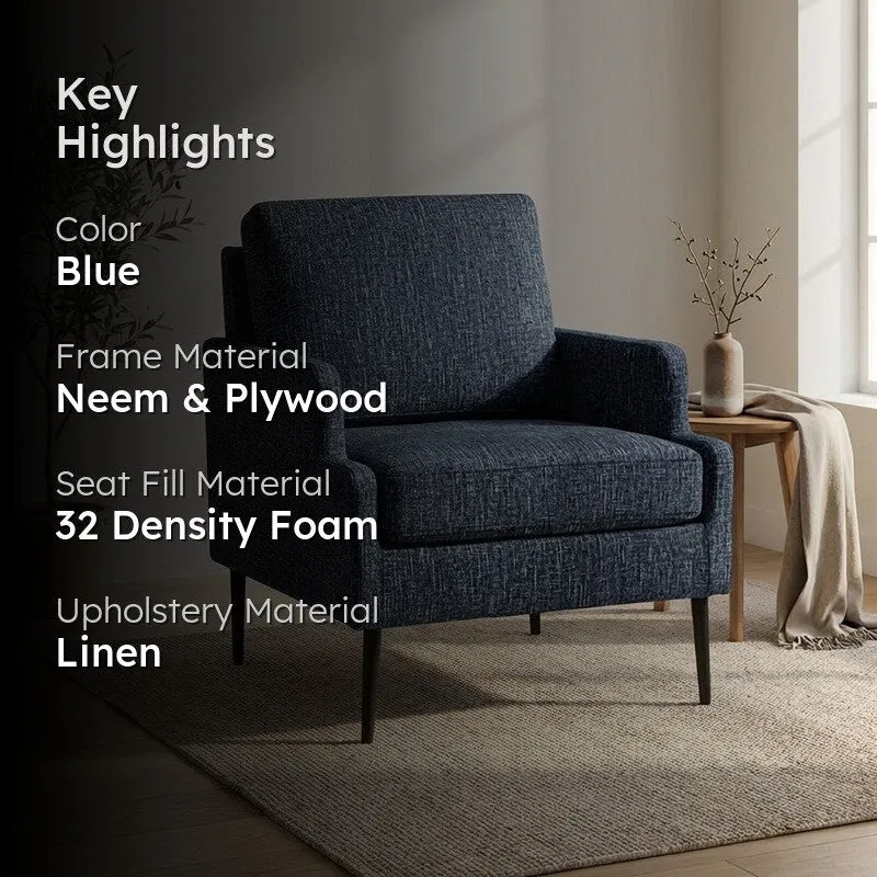 Nexora Neem Wood Accent Chair - Blue media 2