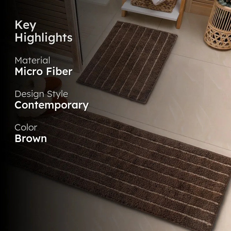 StripeEase Microfiber Bath Mats (Coffee) - Set of Two media 2