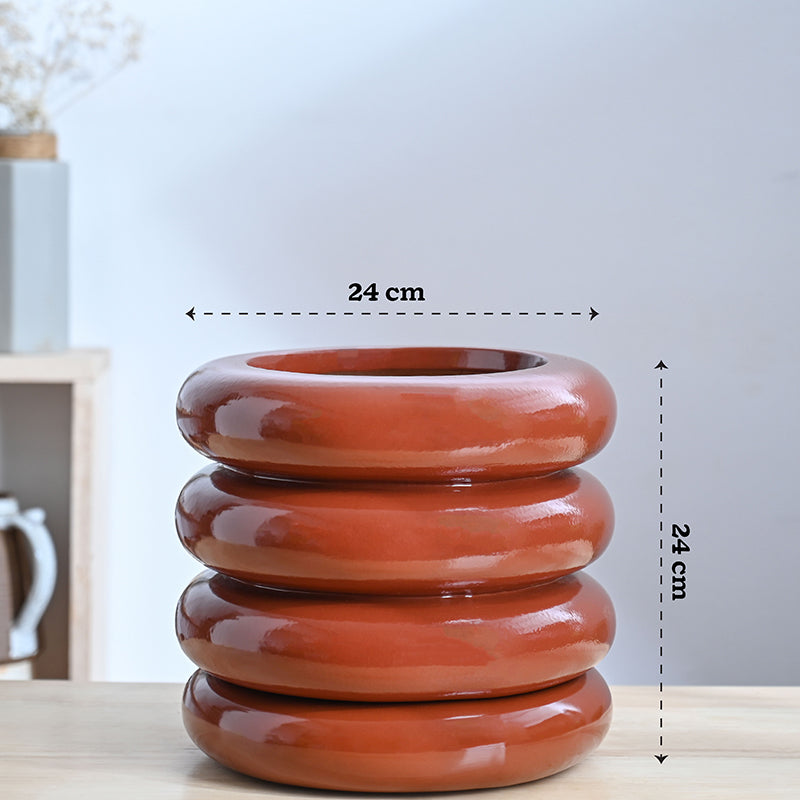 Ugaoo Ceramicurve Four Layer Ceramic Planter - Terracotta media 8