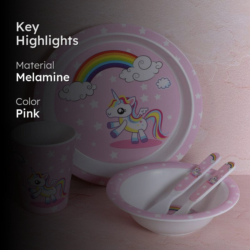 Unicorn Hop Kids Dinner Set - Five Piece Set media 2