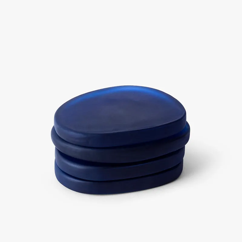 Glossy Pebble Glass Coaster (Blue) - Set Of Four media 3