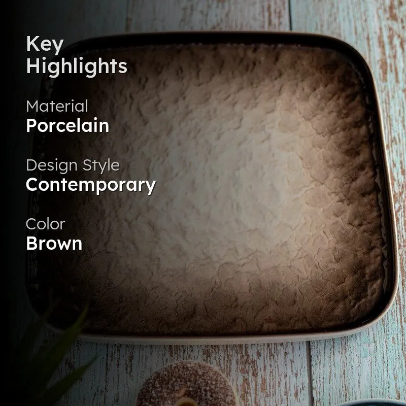Nomura Square Porcelain Platter - Brown media 2