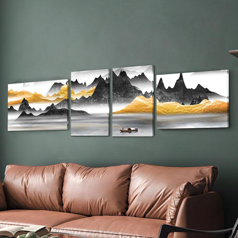 Golden Lava Mountains Wall Art - Set Of Four