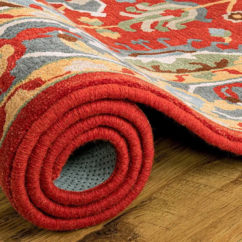 Nausicaa Hand Tufted Ethnic Wool & Nylon Carpet - Red media 4