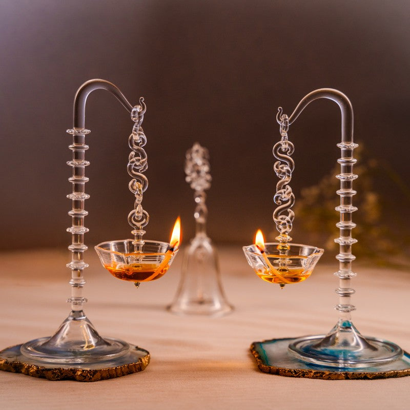 Aaradhya Glass Diya - Set Of Two