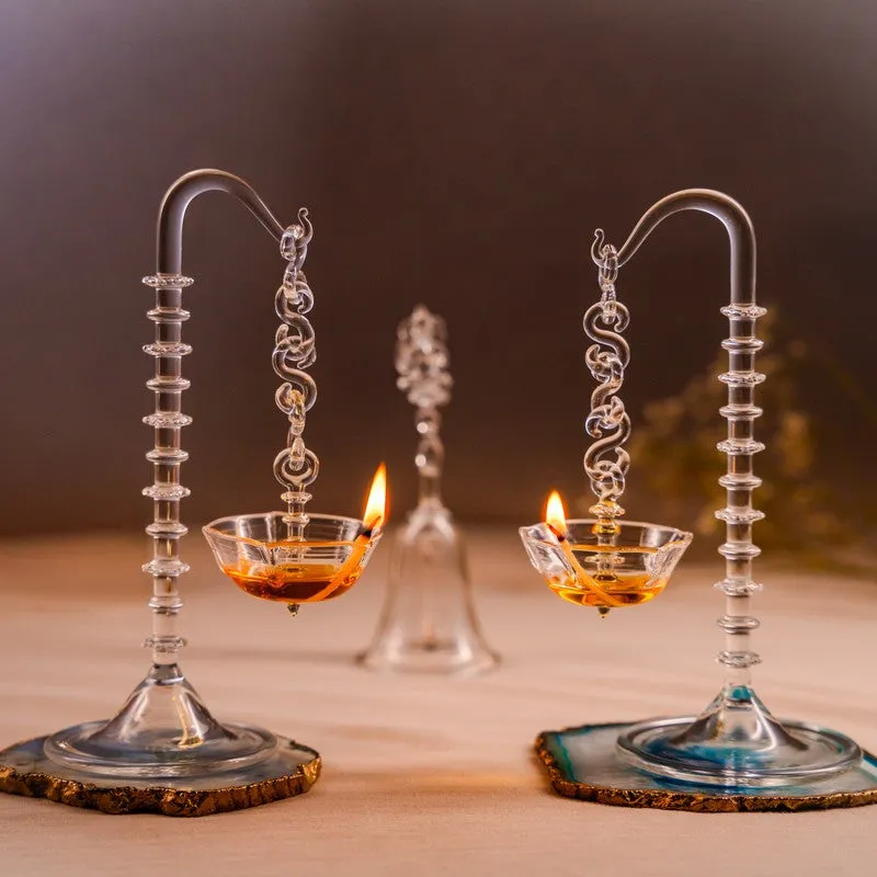 Aaradhya Glass Diya - Set Of Two media 1