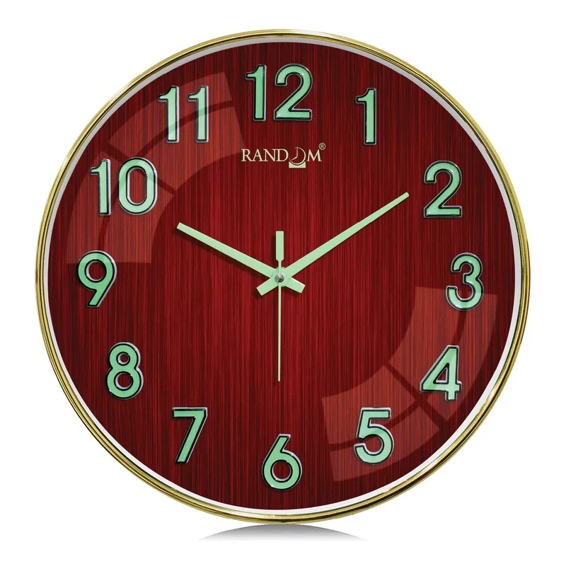 Elvric Round Modern Plastic Wall Clock - Maroon media 3