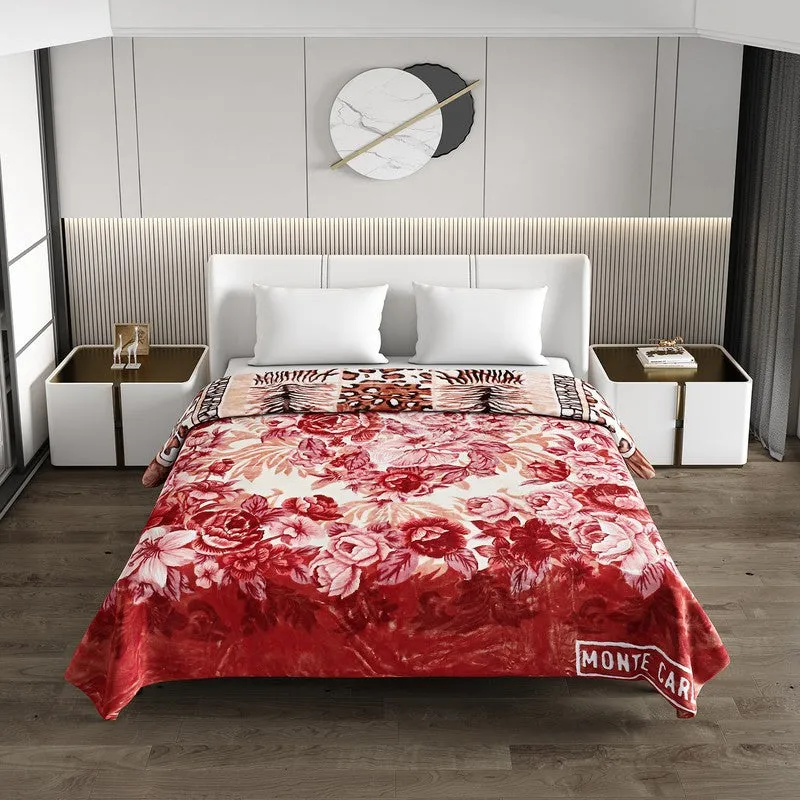 Monte Carlo Crimson Blossom Blanket (Red) - 800 GSM media 4
