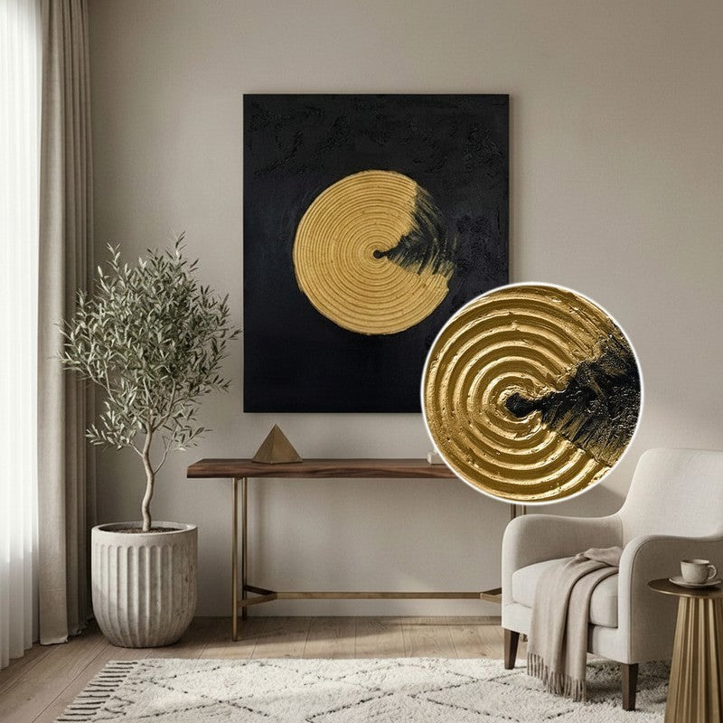 Golden Orbit Handmade Canvas Wall Painting media 4