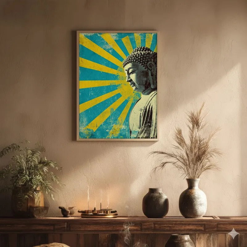 Buddha Celestial Petal IV Mandala Archival Paper Wall Painting With Brown Frame media 1