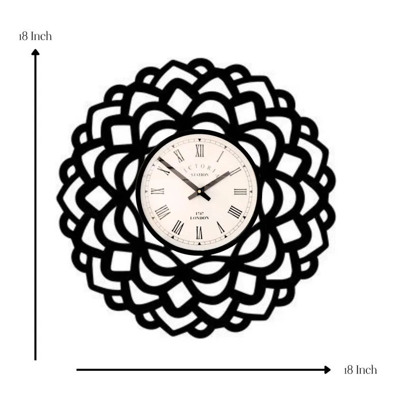 Mandala Steel Analog Wall Clock - Black media 7