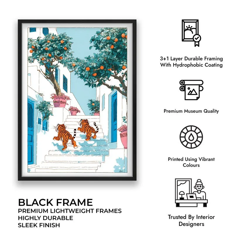 Amber Orbs Canvas Wall Painting - Black Frame media 9