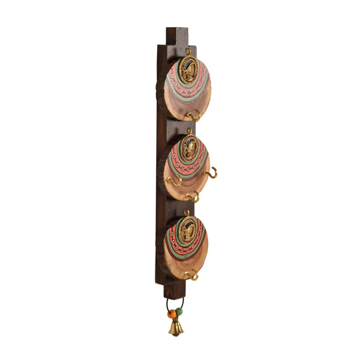 Side view showing the depth of the Miyara wood and brass key holder