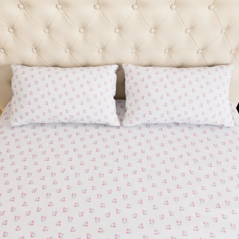 Blossomline Floral Cotton Bedsheet (Pink) - 180 TC media 5