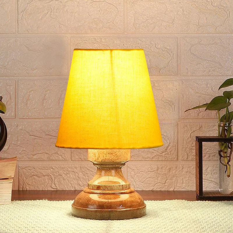 Harolda Fabric Table Lamp - Yellow,Brown media 1