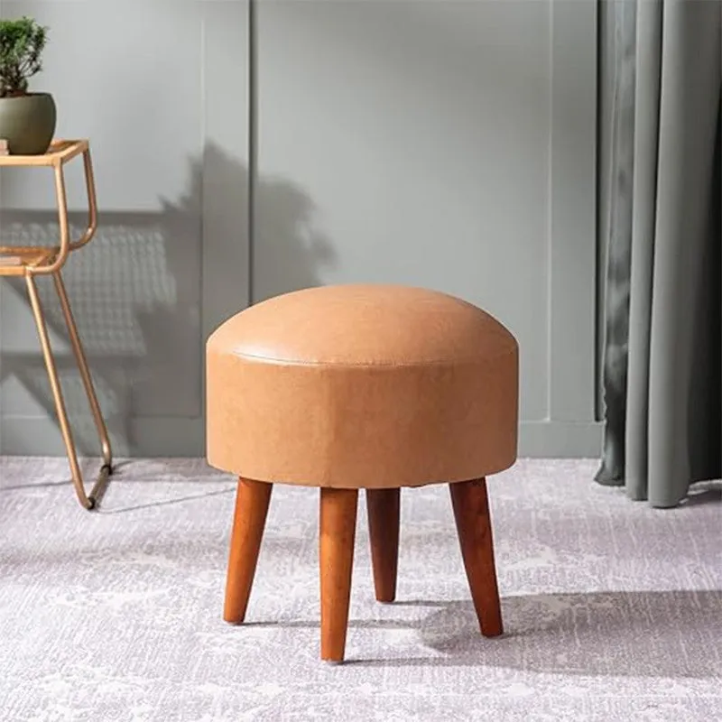 Urban Round Pouf Ottoman - Brown media 1