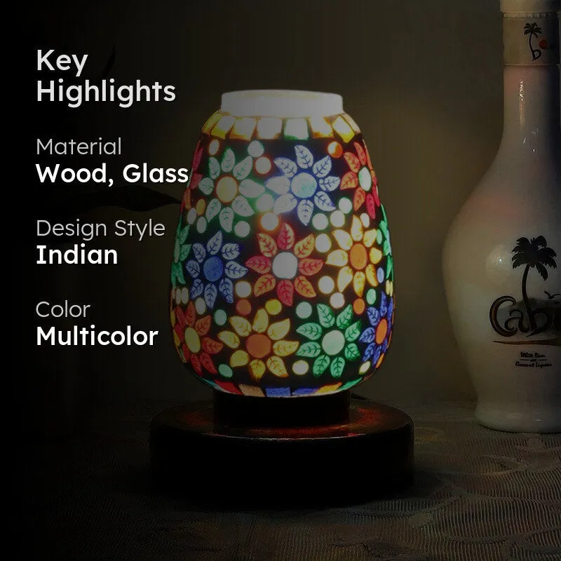 Aurelinea Glass Table Lamp With Wooden Base - Multicolor media 2