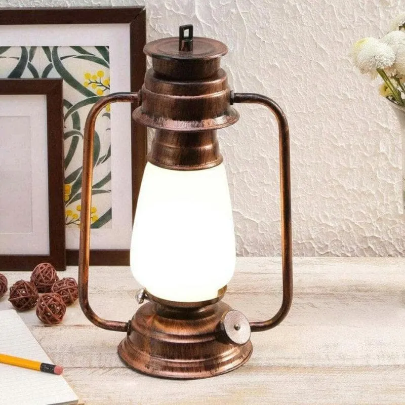 Grio Glam Lantern Glass Table Lamp - Copper,White media 1
