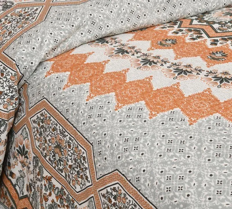 Sudrisha Ethnic Cotton Bedsheet (Orange) - 160 TC media 4