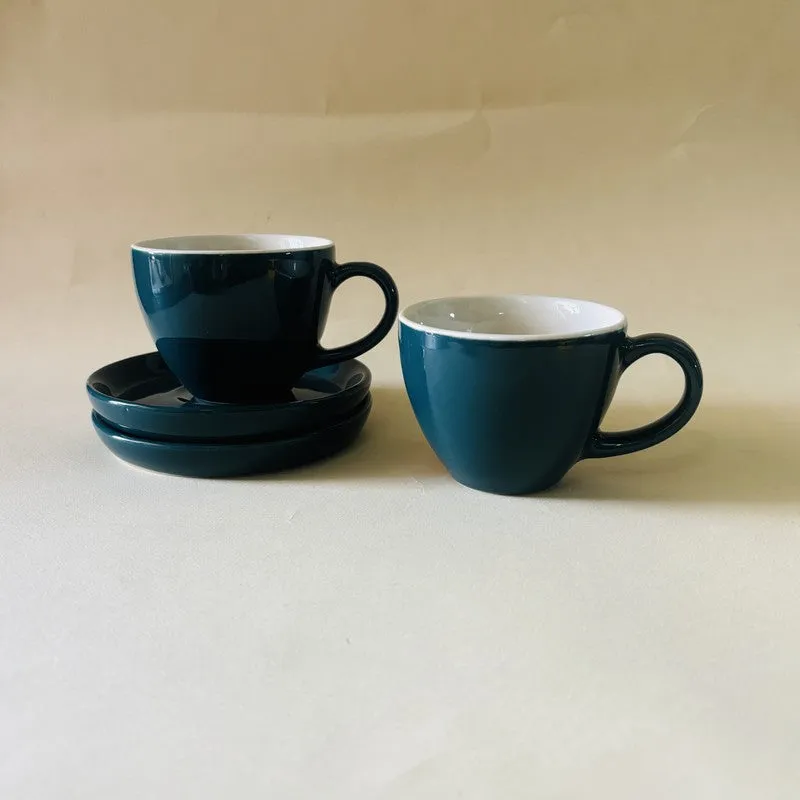 Ceramic Cup & Saucer (Deep Green/180 mL Each) - Set of Two media 3