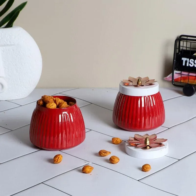 Hewei Flora Jar (Red) - Set Of Two media 1