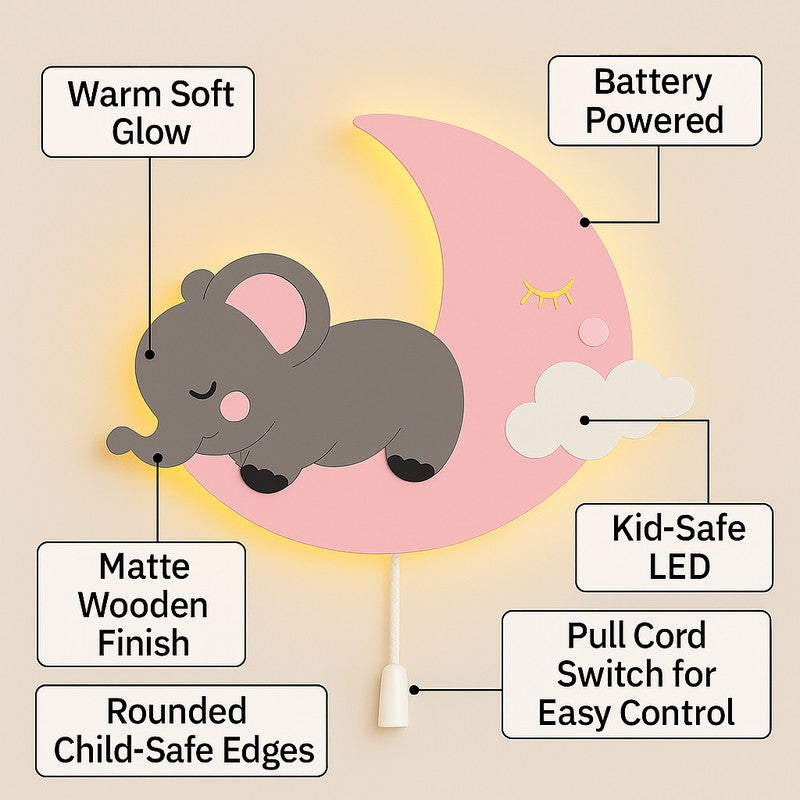 Dreamy Elephant Battery Operated Wall Lamp media 7