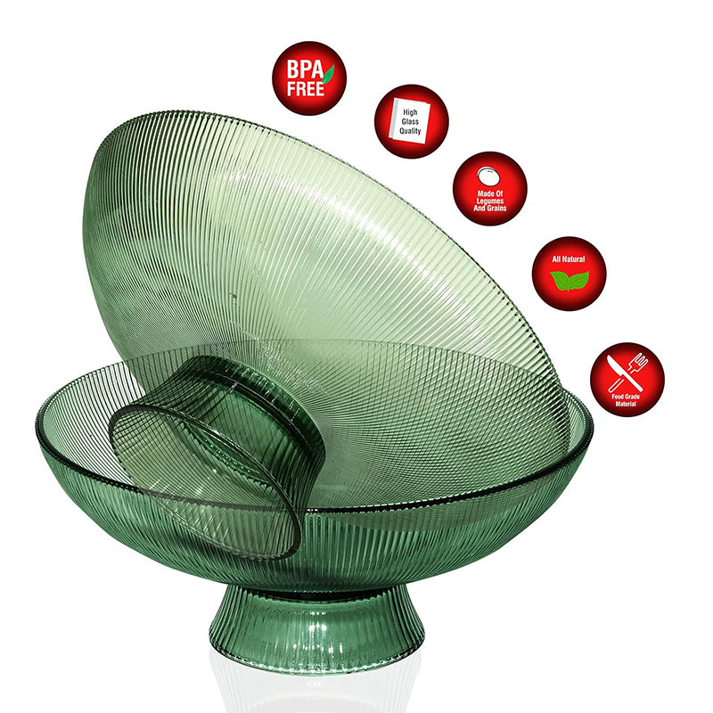 Ribbed Glass Fruit Bowls - Green media 5