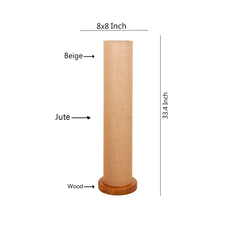 Agia Wooden Tower Floor Lamp With Jute Shade - Beige media 5