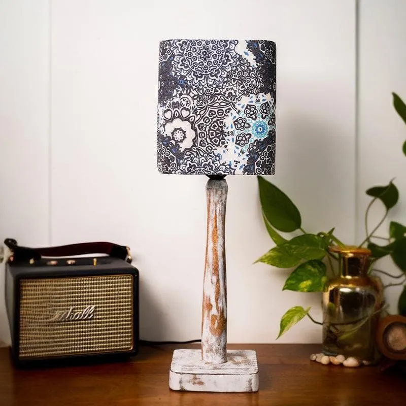 Vivid Blue With Distress Stand Fabric Table Lamp - Multicolor media 3