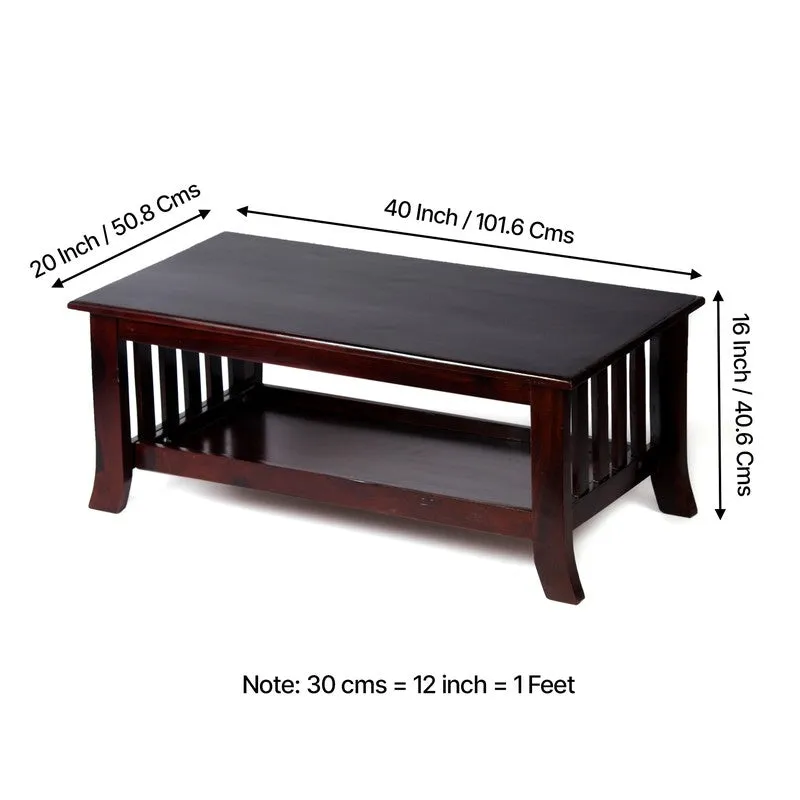 Bravon Sheesham Wooden Center Table - Dark Brown media 12