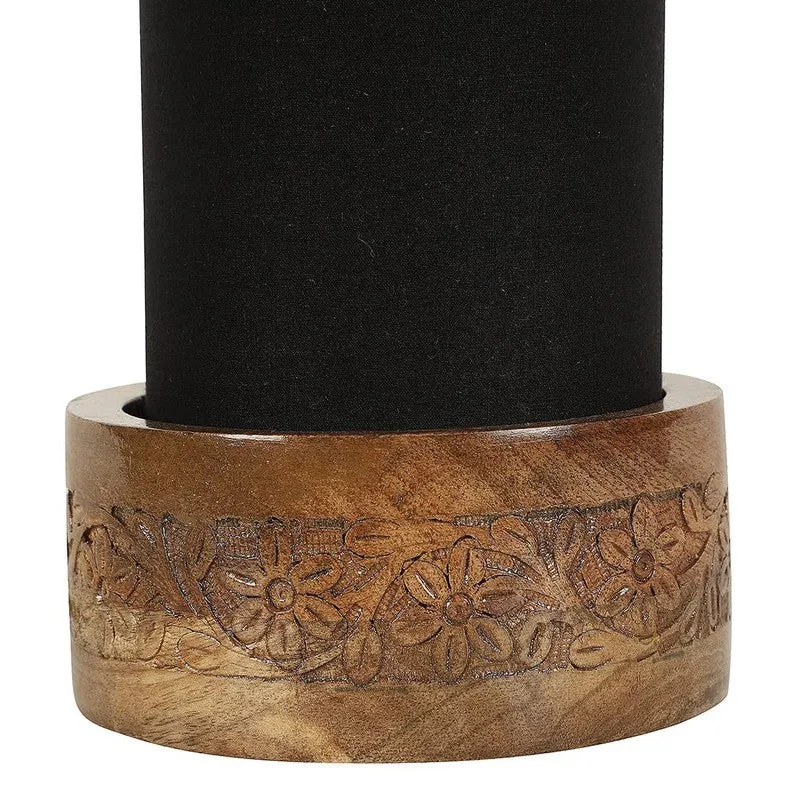 Divanae Cotton Table Lamp With Wooden Base - Black media 8