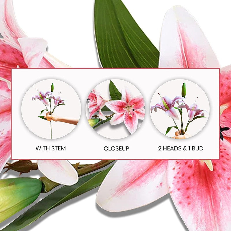 Lilium Roose Silk Artificial Flower Sticks - Pink media 5