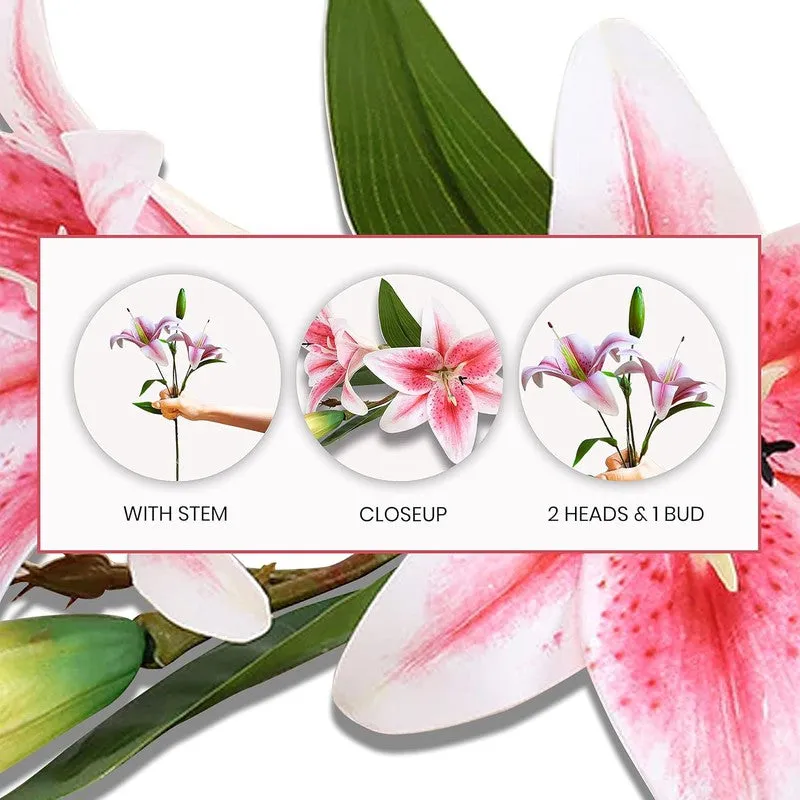 Lilium Roose Silk Artificial Flower Sticks - Pink media 5