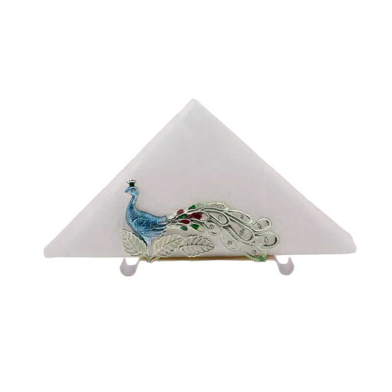 Peacock Splendor Silver Plated Mild Steel Tissue Holder media 4